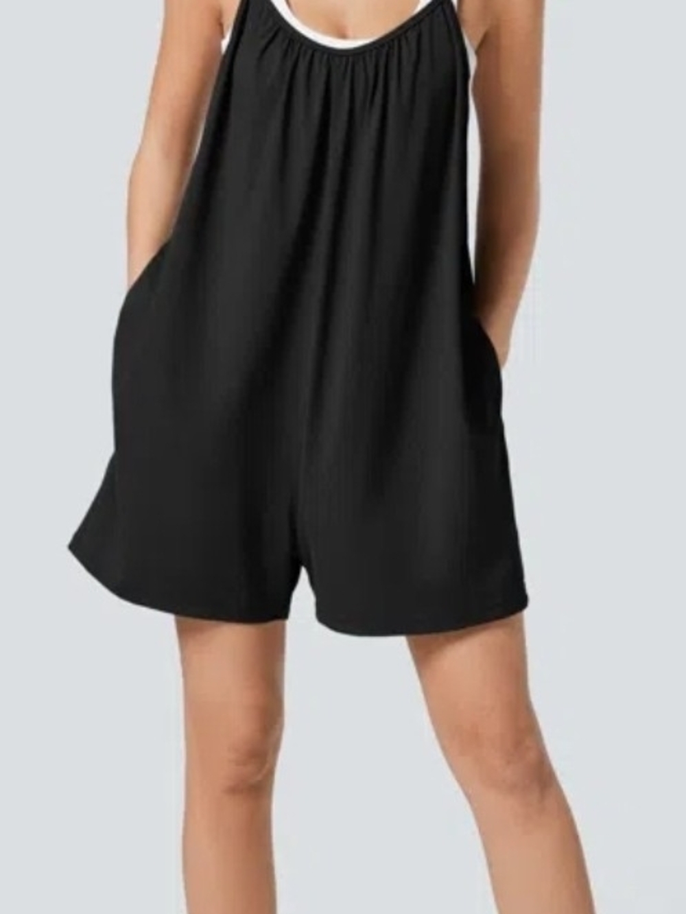 HALARA Black Relaxed Romper Medium NWT